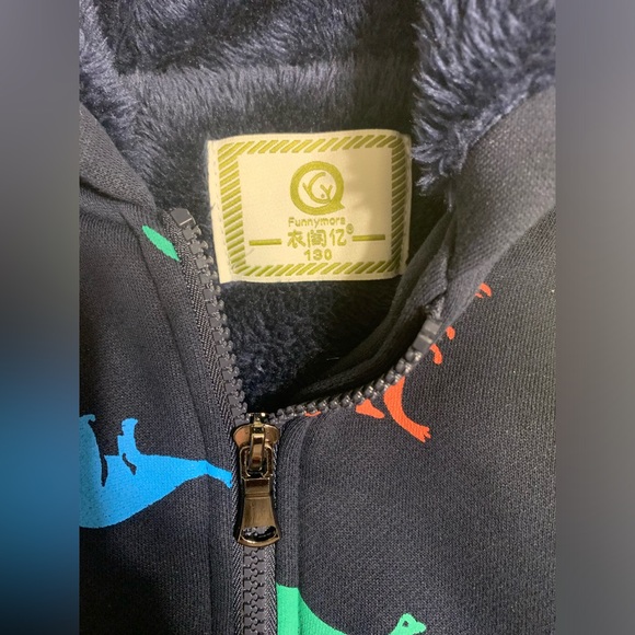 Kids’ Fleece-Lined Dinosaur Zip-Up Hoodie - Size 130 (7-8 Years) - Picture 3 of 4